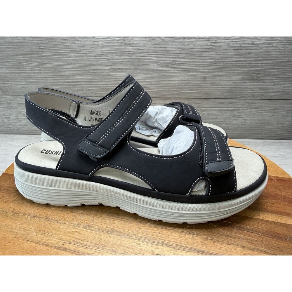 Cushionaire Magee Comfort Footbed Memory Foam Sandals Black. Womens 7 M